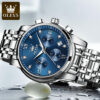 OLEVS 2858 Herrenuhr – Business Multifunktions-Quarzuhr mit mehreren Zeitzonen blau-silber – Bild 6