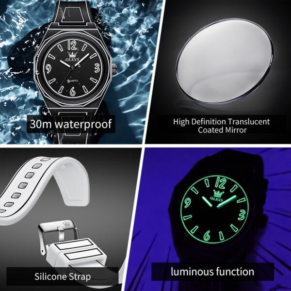 OLEVS 1018 Herrenuhr – Wasserdichte Quarz-Uhr mit Silikonarmband & Leuchtfunktion – Bild 25