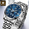 OLEVS 2858 Herrenuhr – Business Multifunktions-Quarzuhr mit mehreren Zeitzonen blau-silber – Bild 5