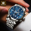OLEVS 2858 Herrenuhr – Business Multifunktions-Quarzuhr mit mehreren Zeitzonen blau-silber – Bild 4