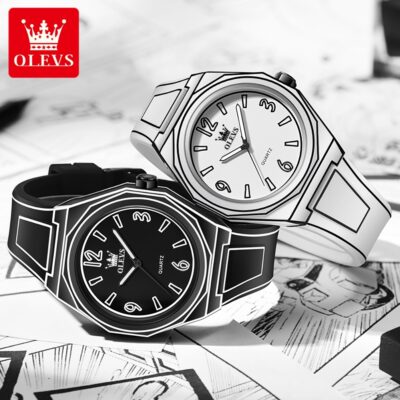 OLEVS 1018 Herrenuhr – Wasserdichte Quarz-Uhr mit Silikonarmband & Leuchtfunktion