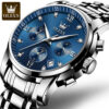 OLEVS 2858 Herrenuhr – Business Multifunktions-Quarzuhr mit mehreren Zeitzonen blau-silber – Bild 8
