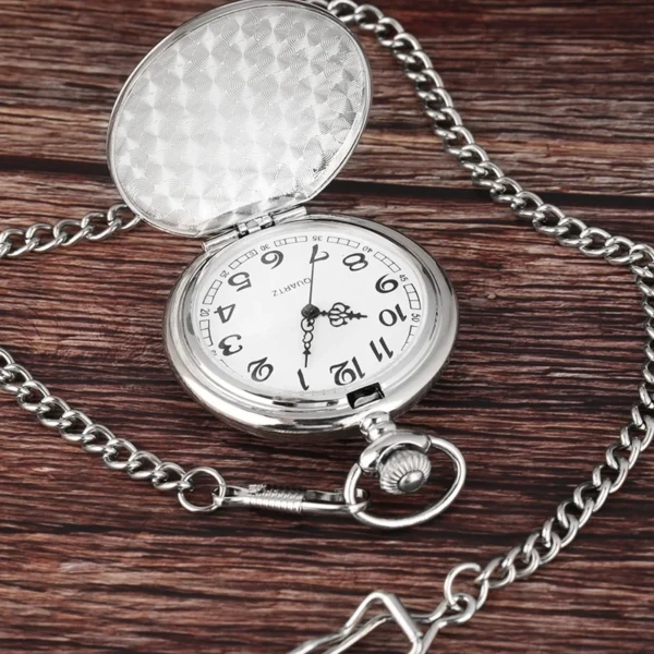 Luxus Glatte Silber Taschenuhr-Zeitlose Eleganz für Sie und Ihn – Bild 26