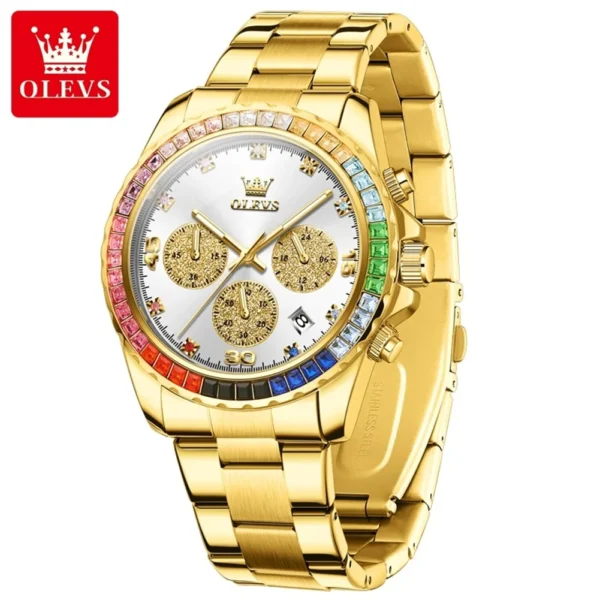 OLEVS 2939 Herren Sportuhr – Modisch mit Regenbogen-Diamanten & Wasserdichtem Quarzwerk – Bild 10
