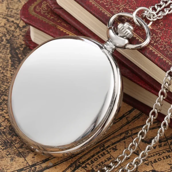 Luxus Glatte Silber Taschenuhr-Zeitlose Eleganz für Sie und Ihn – Bild 4