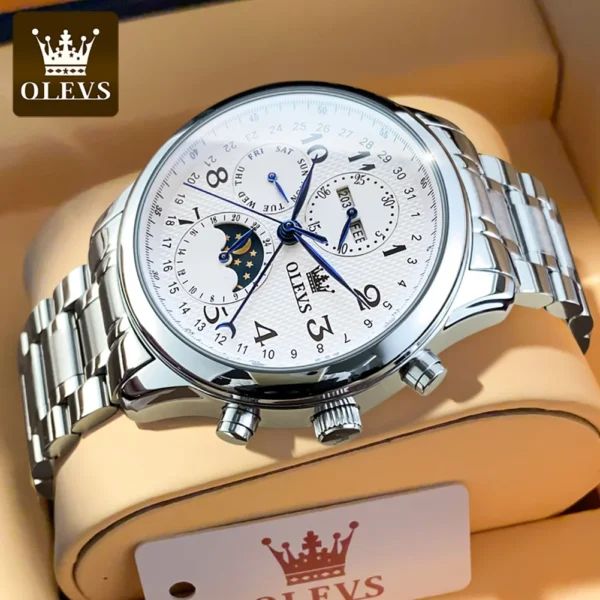 OLEVS 6667 Herren Automatikuhr – Multifunktionaler Sport-Stil mit blauem Zeiger – Bild 6