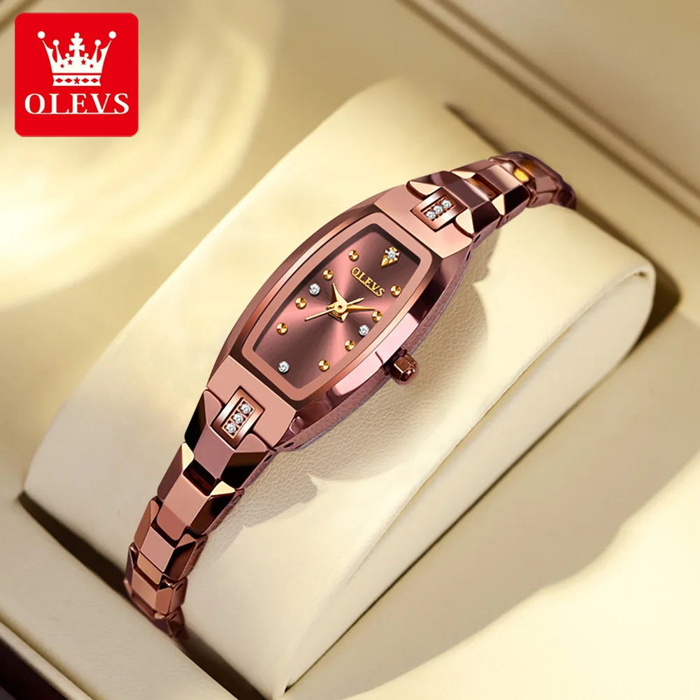 OLEVS 5501 Damenuhr – Luxus Quarz | Wolframstahl mit Diamanten | Elegantes Design