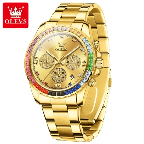 OLEVS 2939 Herren Sportuhr – Modisch mit Regenbogen-Diamanten & Wasserdichtem Quarzwerk – Bild 12