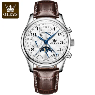 OLEVS 6667 Herren Automatikuhr – Multifunktionaler Sport-Stil mit blauem Zeiger
