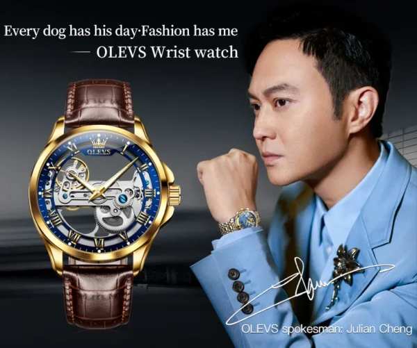 OLEVS 6661 Herren Automatikuhr – Luxus Tourbillon, Lederarmband & Leuchtfunktion – Bild 12