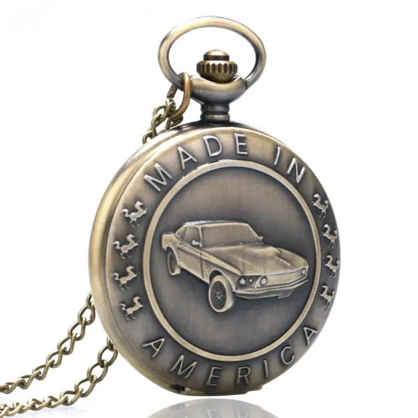 Retro Bronze Mustang Taschenuhr: Ein Tribut an Klassische Eleganz – Bild 3