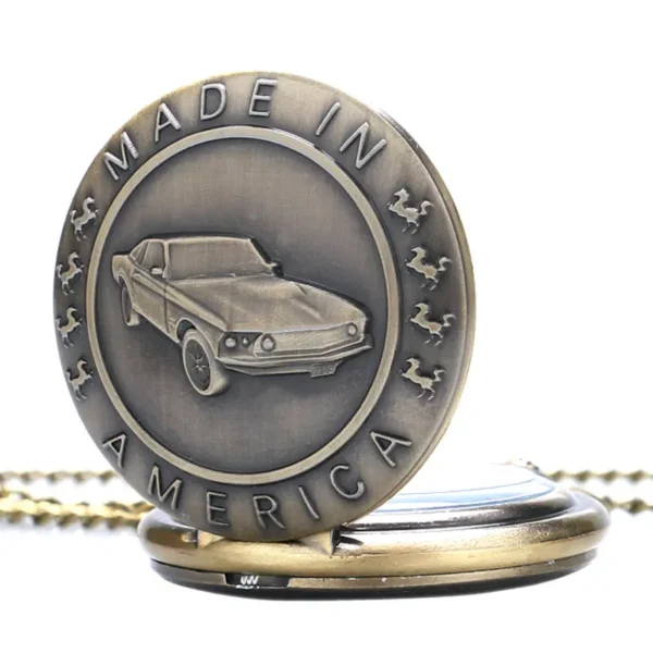 Retro Bronze Mustang Taschenuhr: Ein Tribut an Klassische Eleganz – Bild 4