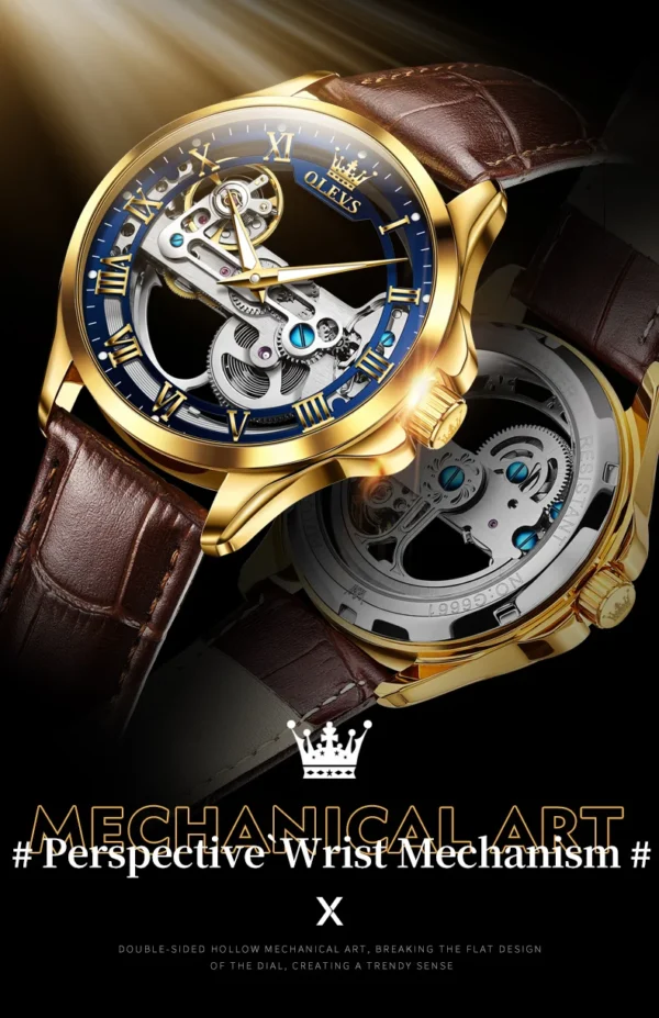 OLEVS 6661 Herren Automatikuhr – Luxus Tourbillon, Lederarmband & Leuchtfunktion – Bild 13