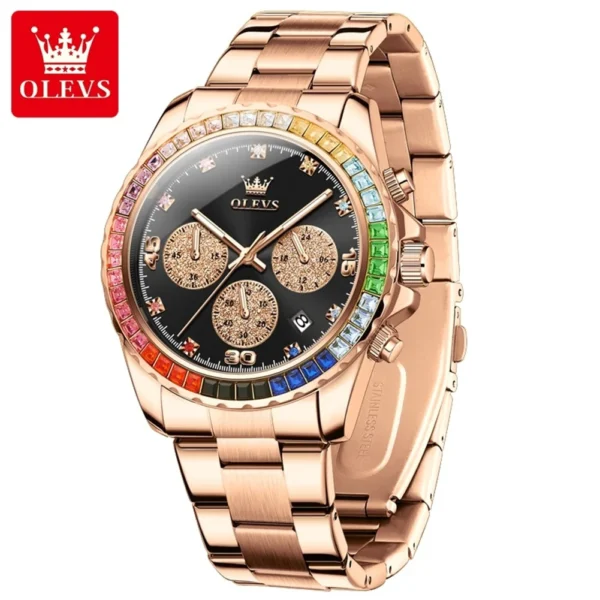 OLEVS 2939 Herren Sportuhr – Modisch mit Regenbogen-Diamanten & Wasserdichtem Quarzwerk – Bild 9