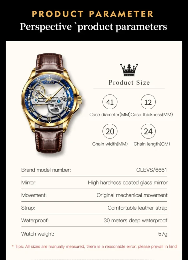 OLEVS 6661 Herren Automatikuhr – Luxus Tourbillon, Lederarmband & Leuchtfunktion – Bild 22