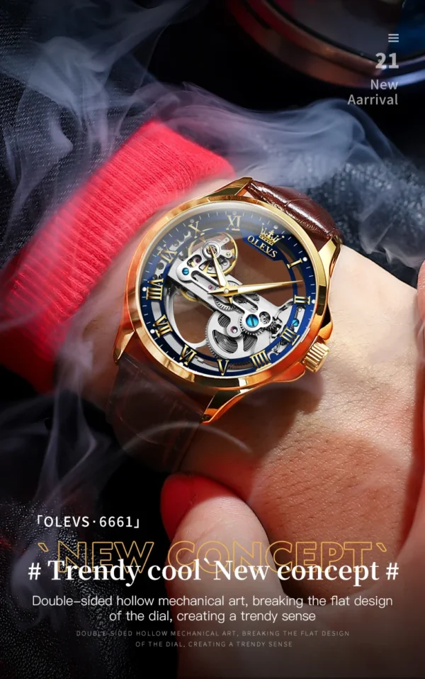 OLEVS 6661 Herren Automatikuhr – Luxus Tourbillon, Lederarmband & Leuchtfunktion – Bild 15