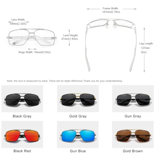 KINGSEVEN Polarisierte Rechteckige Sonnenbrille UV400 für Herren – Bild 5