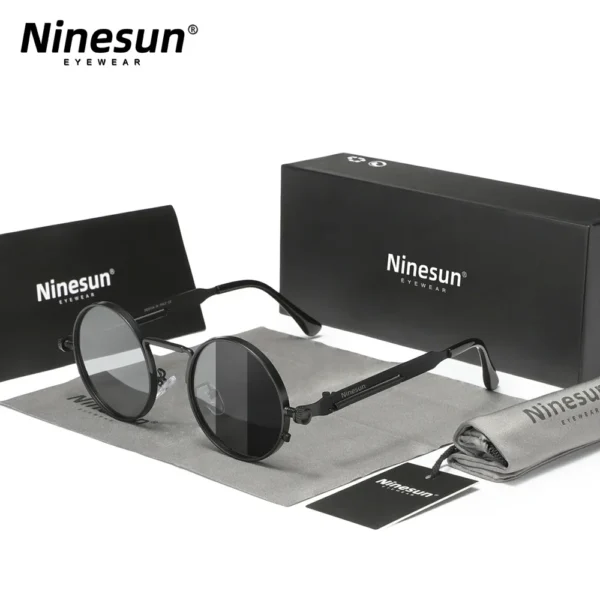 Ninesun Polarisierte Runde Steampunk Vintage Sonnenbrille UV400