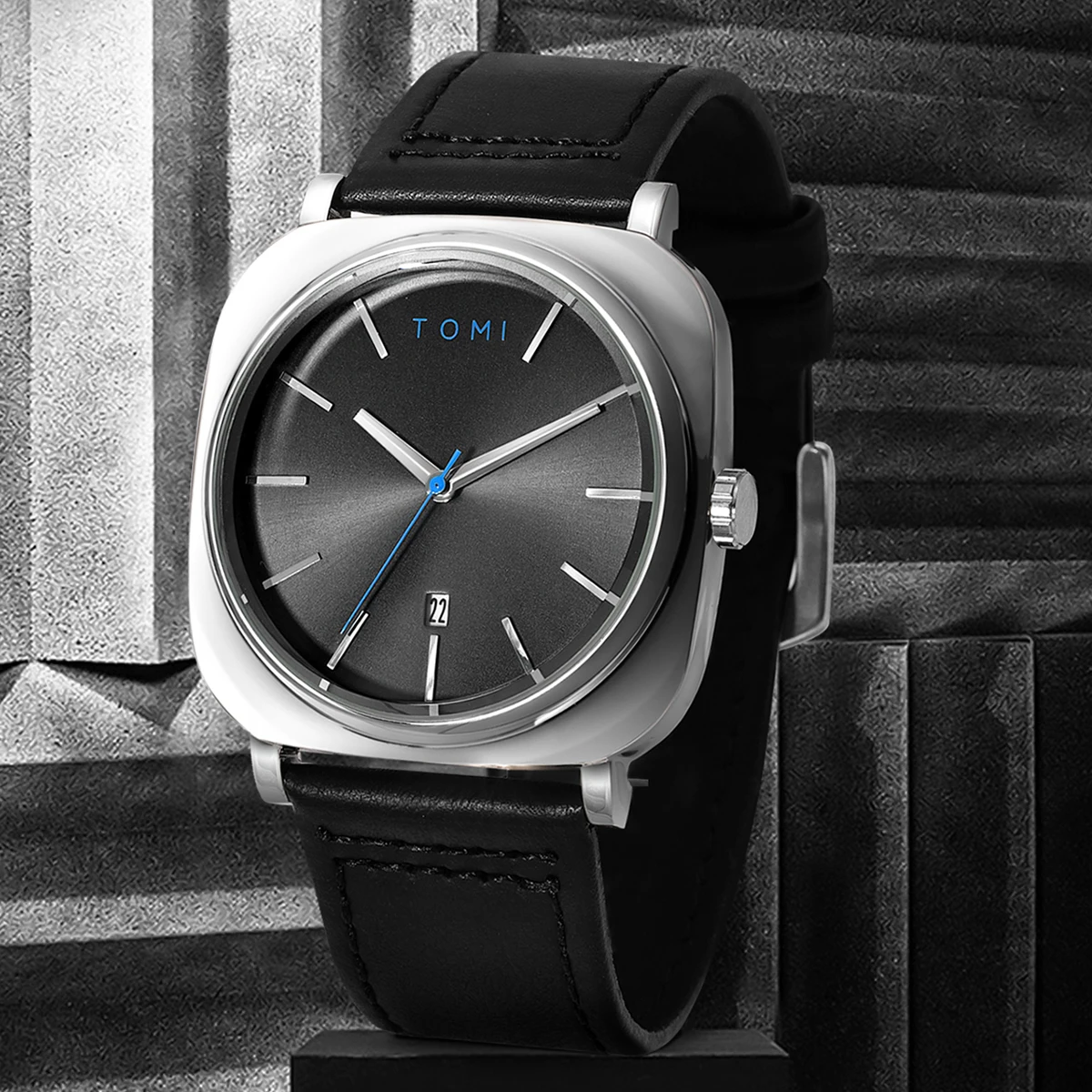 TOMI 2er-Set Herrenuhr & Brille – Klassisches Quadratisches Design im Geschenkset