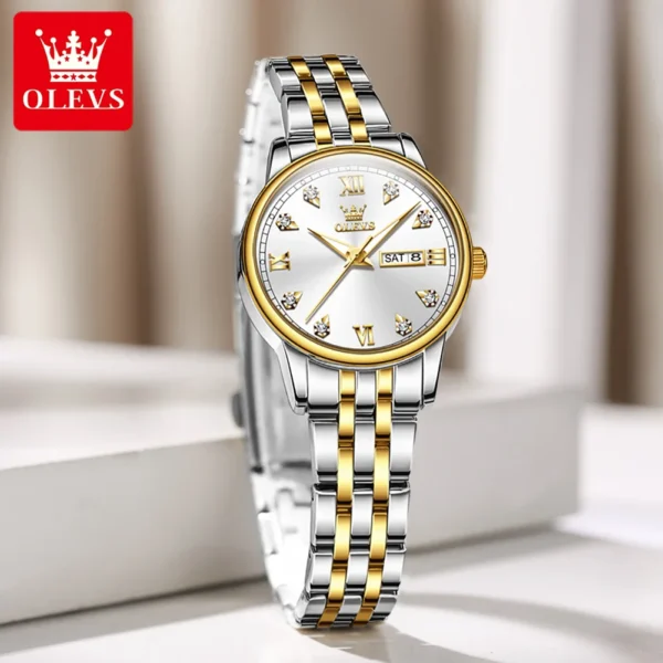 OLEVS 5525 Neue Damenuhr – Luxus Quarz mit Diamant-Zifferblatt-Datum-Wochentag – Bild 7