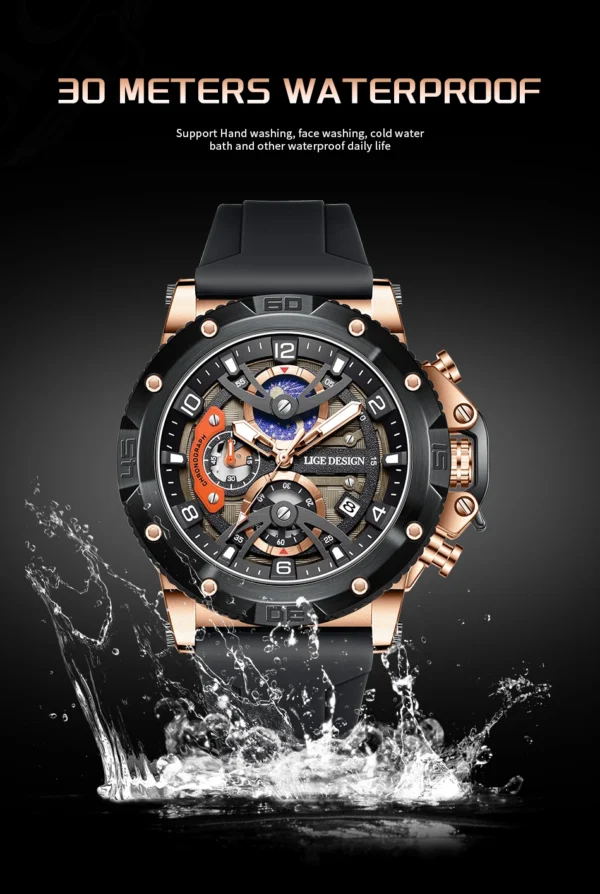 LIGE Neue Militär-Sportuhr mit Luxus-Chronograph für Herren – Bild 17