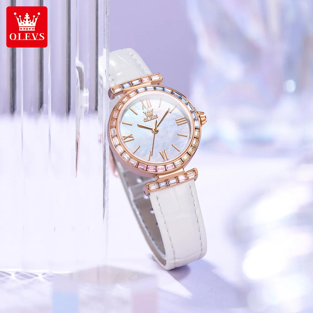 OLEVS 9007 Fashion Damenuhr – Diamantbesatz-Römische Skala-Wasserdicht