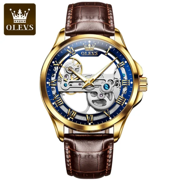 OLEVS 6661 Herren Automatikuhr – Luxus Tourbillon, Lederarmband & Leuchtfunktion – Bild 8