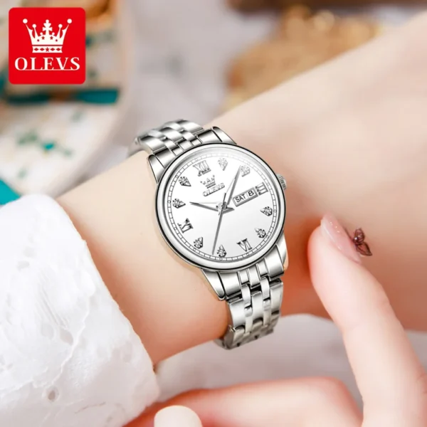 OLEVS 5525 Neue Damenuhr – Luxus Quarz mit Diamant-Zifferblatt-Datum-Wochentag – Bild 6