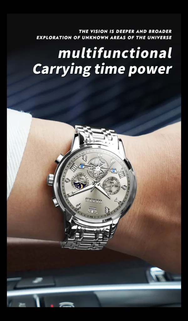 OLEVS 2856 Herrenuhr–Klassisch Multifunktional mit Mondphase-Chronograph – Bild 18