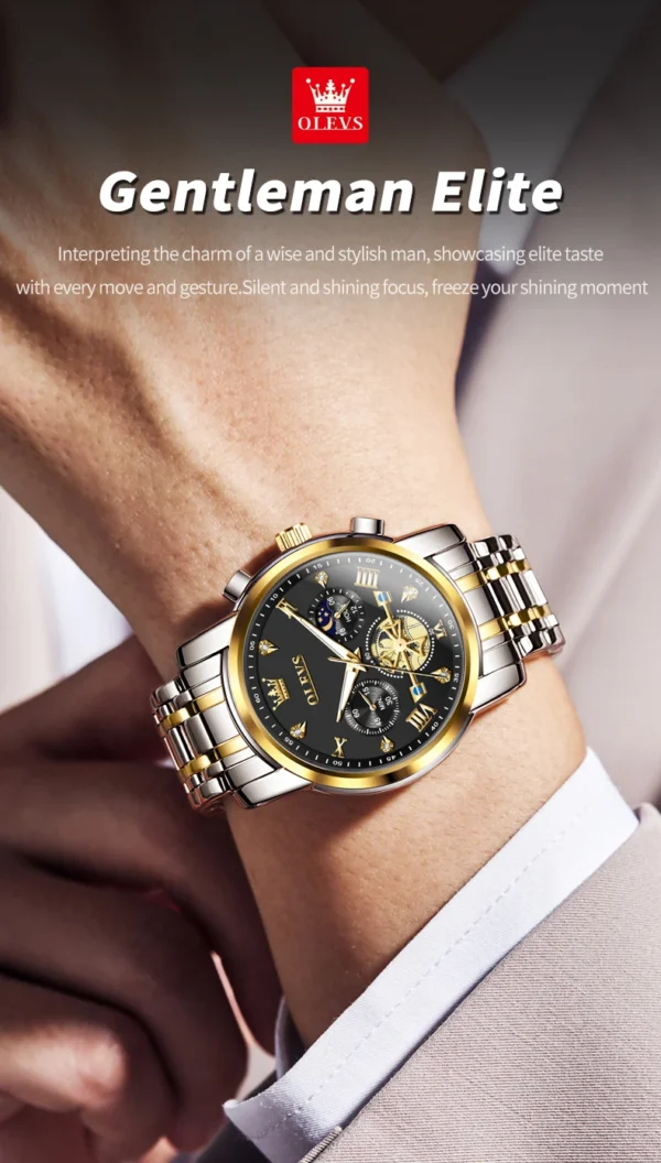 OLEVS 2856 Herrenuhr–Klassisch Multifunktional mit Mondphase-Chronograph – Bild 31