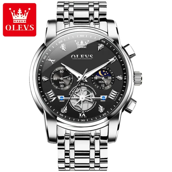OLEVS 2856 Herrenuhr–Klassisch Multifunktional mit Mondphase-Chronograph – Bild 12