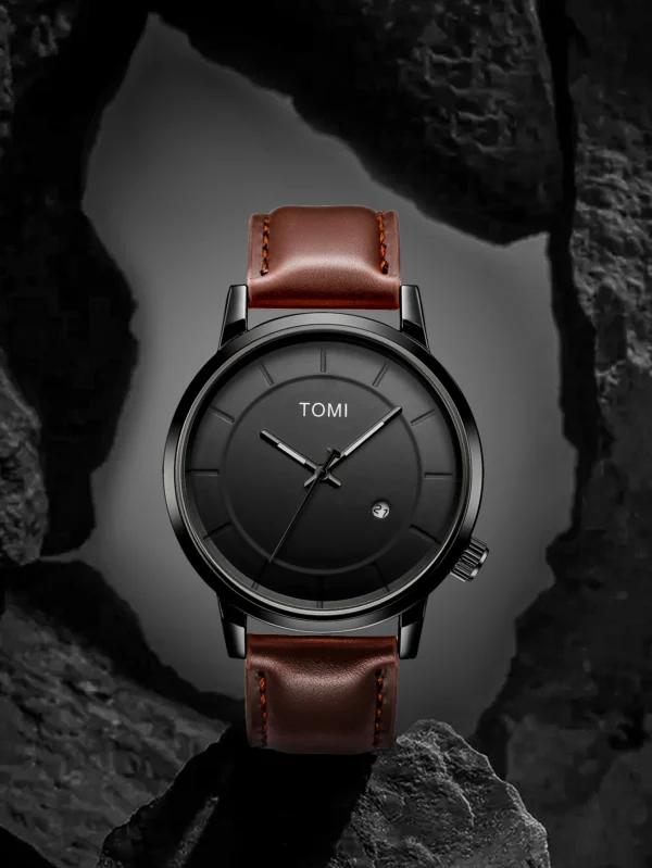 TOMI 2er-Set Herrenuhr & Brille – Casual Fashion Geschenkbox mit großem Zifferblatt – Bild 9