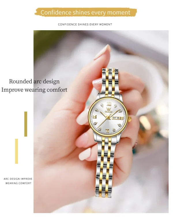 OLEVS 5525 Neue Damenuhr – Luxus Quarz mit Diamant-Zifferblatt-Datum-Wochentag – Bild 12