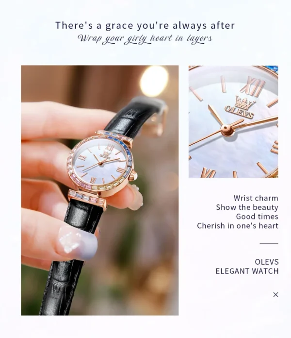OLEVS 9007 Fashion Damenuhr – Diamantbesatz-Römische Skala-Wasserdicht – Bild 13