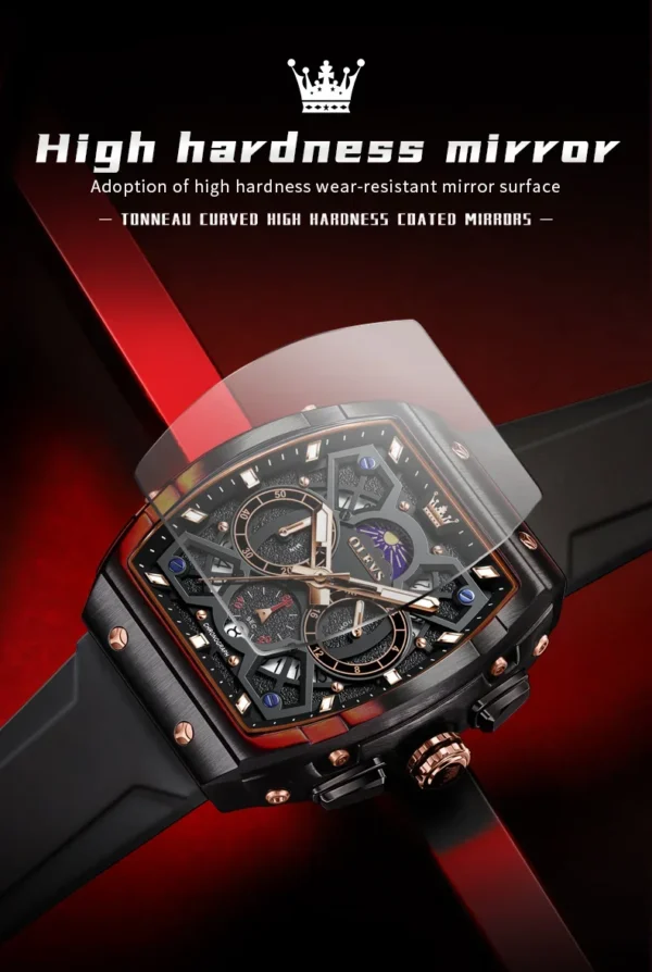 OLEVS 2942 Herrenuhr–Top Luxus Tonneau Quarz-Uhr mit Mondphase-Chronograph – Bild 23