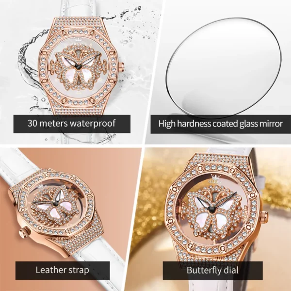 OLEVS 9996 Damenuhr – Luxus Elegant mit drehbarem Zifferblatt-Diamanten – Bild 6