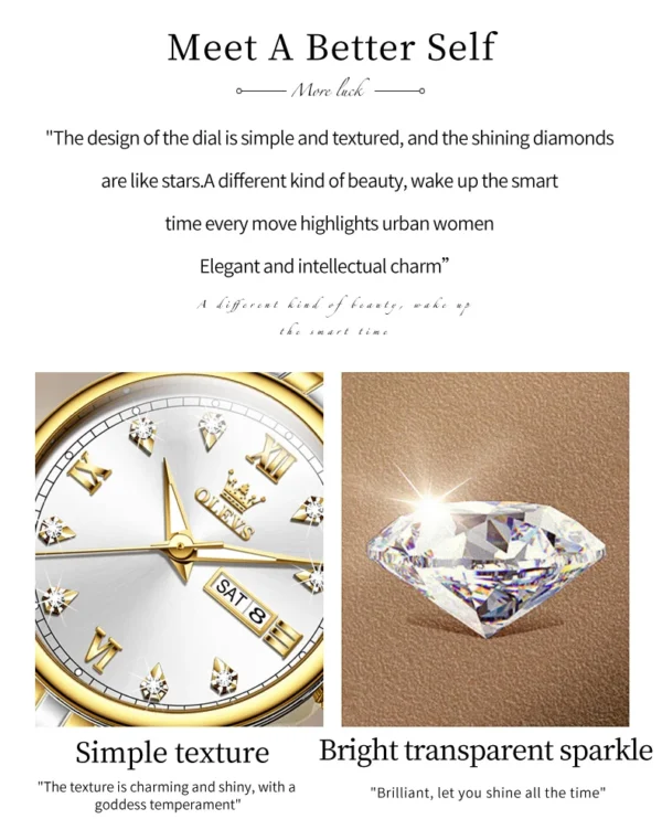 OLEVS 5525 Neue Damenuhr – Luxus Quarz mit Diamant-Zifferblatt-Datum-Wochentag – Bild 10