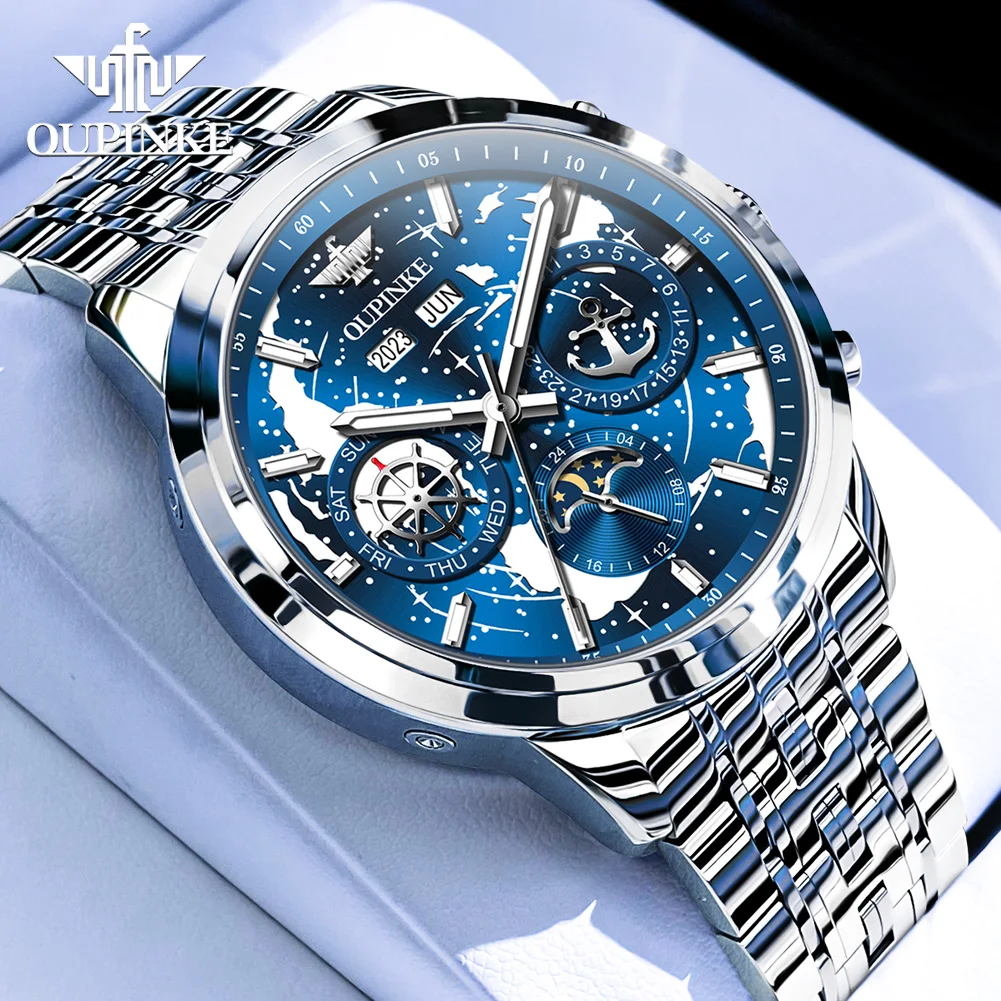 OUPINKE 3256 Original Automatikuhr für Herren-Eleganz trifft auf nautische Präzision