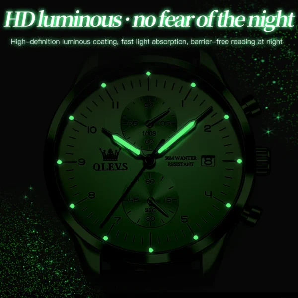 OLEVS 2880 Herrenuhr – Original Luxus Quarz-Uhr mit Chronograph und Leuchtfunktion – Bild 4
