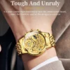 OLEVS 9947 Herrenuhr – Top Luxus Original Wasserdichte Quarz-Uhr im Gold-Skelett-Stil – Bild 14