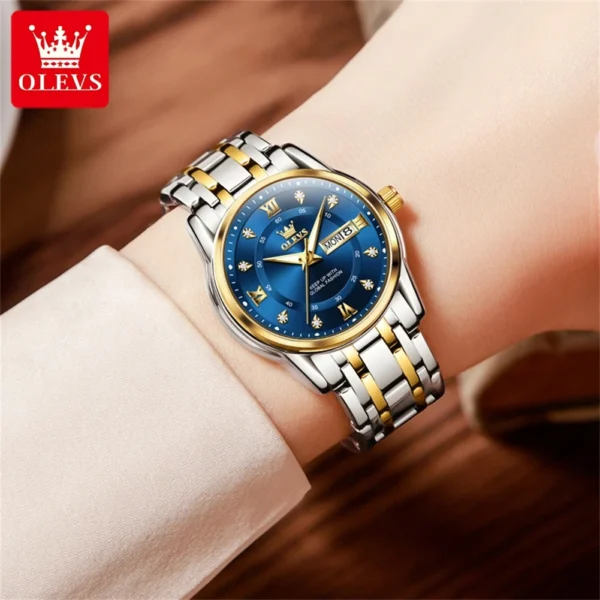 OLEVS 5513 Damenuhr – Luxus Gold mit Diamanten | Wasserdicht | Leuchtend – Bild 5