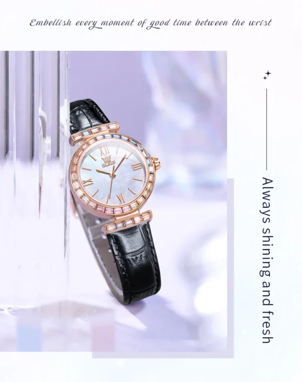 OLEVS 9007 Fashion Damenuhr – Diamantbesatz-Römische Skala-Wasserdicht – Bild 15
