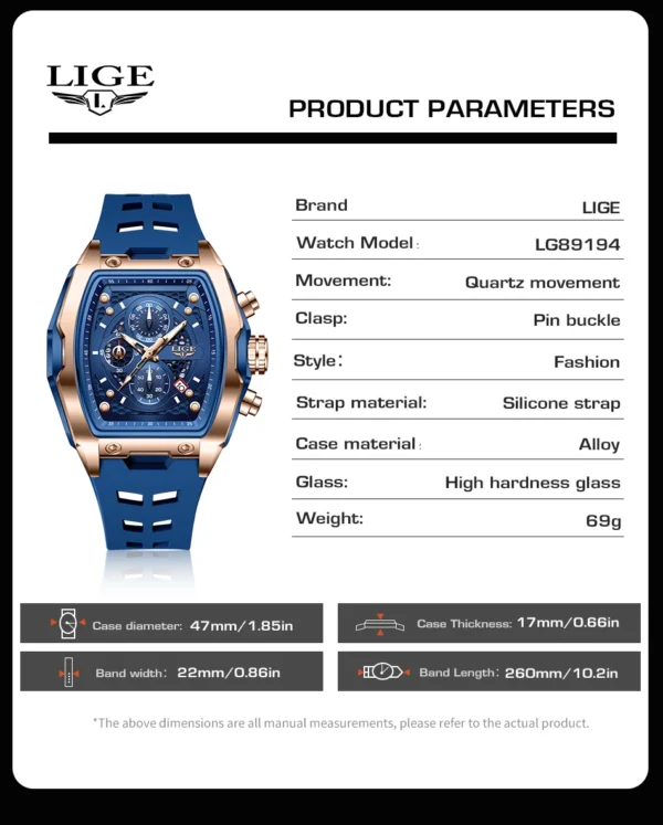 Luxuriöse Militär-Sportuhr mit Quadratischem Chronograph für Herren – Bild 16