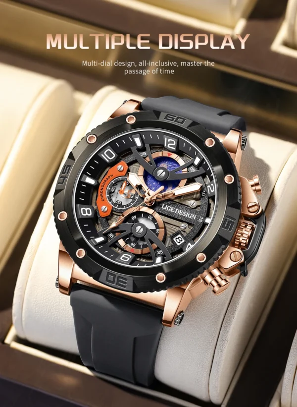 LIGE Neue Militär-Sportuhr mit Luxus-Chronograph für Herren – Bild 13