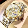 OLEVS 9947 Herrenuhr – Top Luxus Original Wasserdichte Quarz-Uhr im Gold-Skelett-Stil – Bild 8