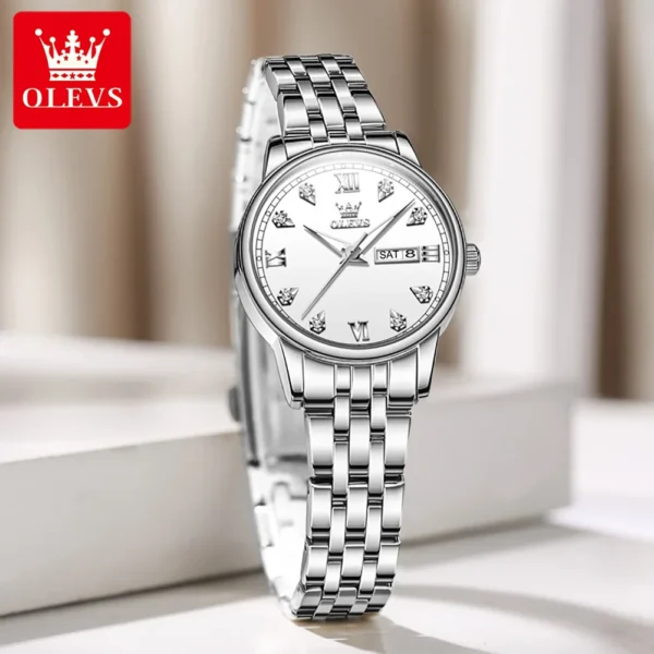OLEVS 5525 Neue Damenuhr – Luxus Quarz mit Diamant-Zifferblatt-Datum-Wochentag – Bild 8