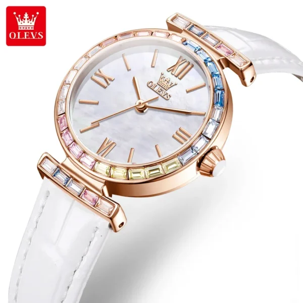 OLEVS 9007 Fashion Damenuhr – Diamantbesatz-Römische Skala-Wasserdicht – Bild 7