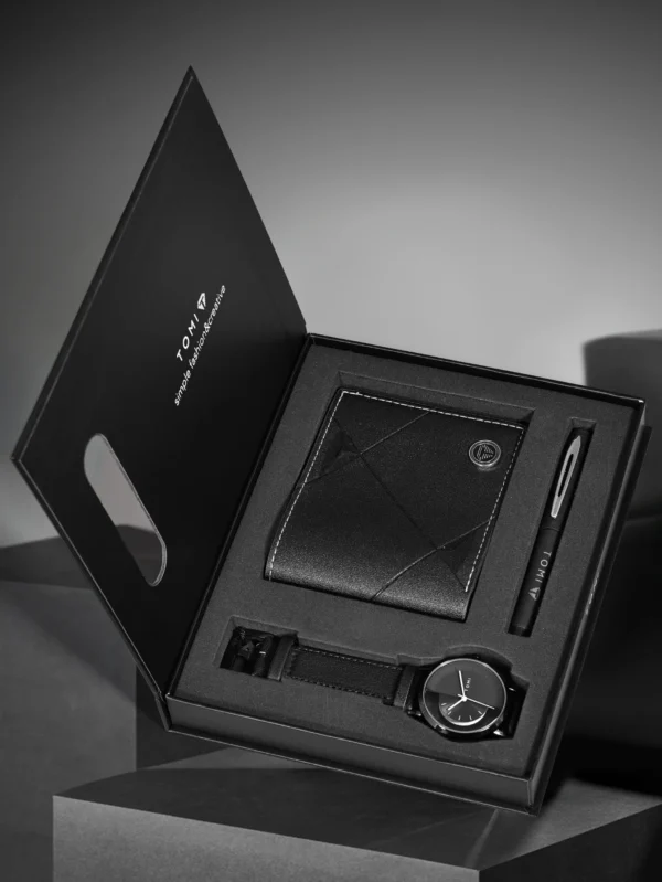 TOMI 3er-Set Luxus Business Geschenkbox – Herrenuhr, Geldbörse & Stift – Bild 15