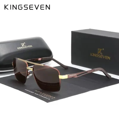 KINGSEVEN Polarisierte Rechteckige Sonnenbrille UV400 für Herren