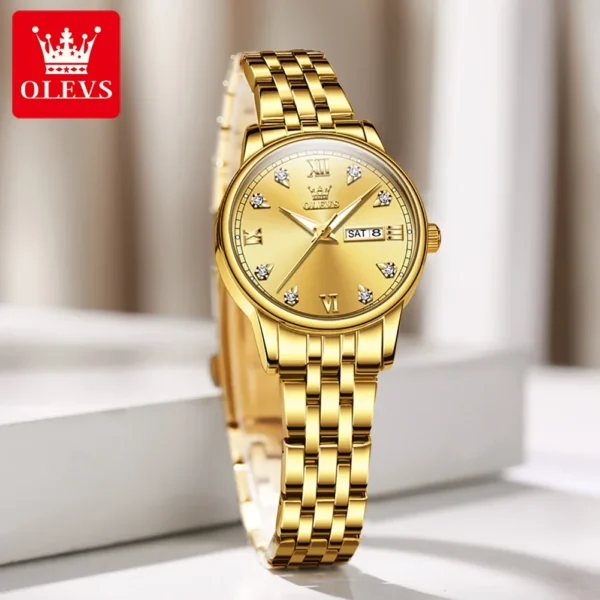OLEVS 5525 Neue Damenuhr – Luxus Quarz mit Diamant-Zifferblatt-Datum-Wochentag